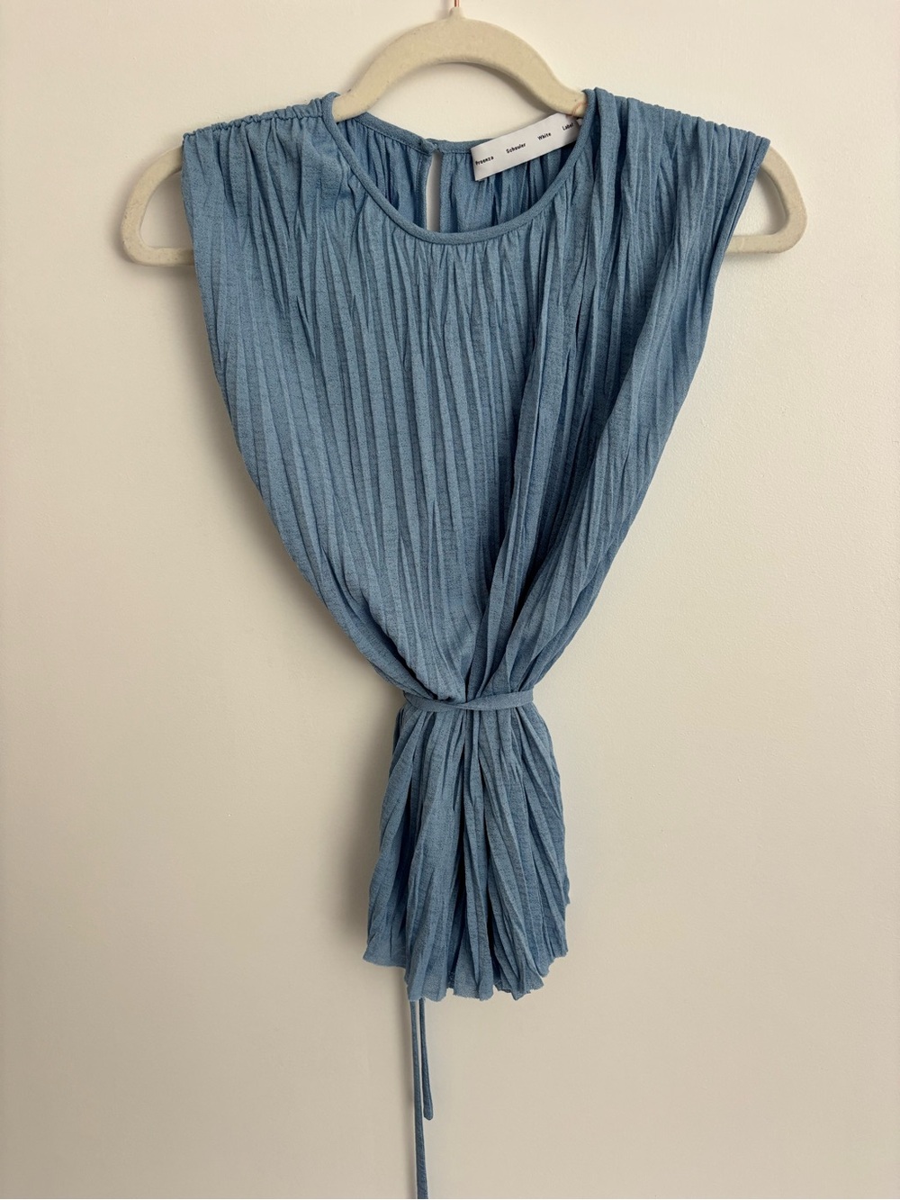 Proenza Schouler Light Blue Pleated Sleeveless Top - Picture 2 of 4